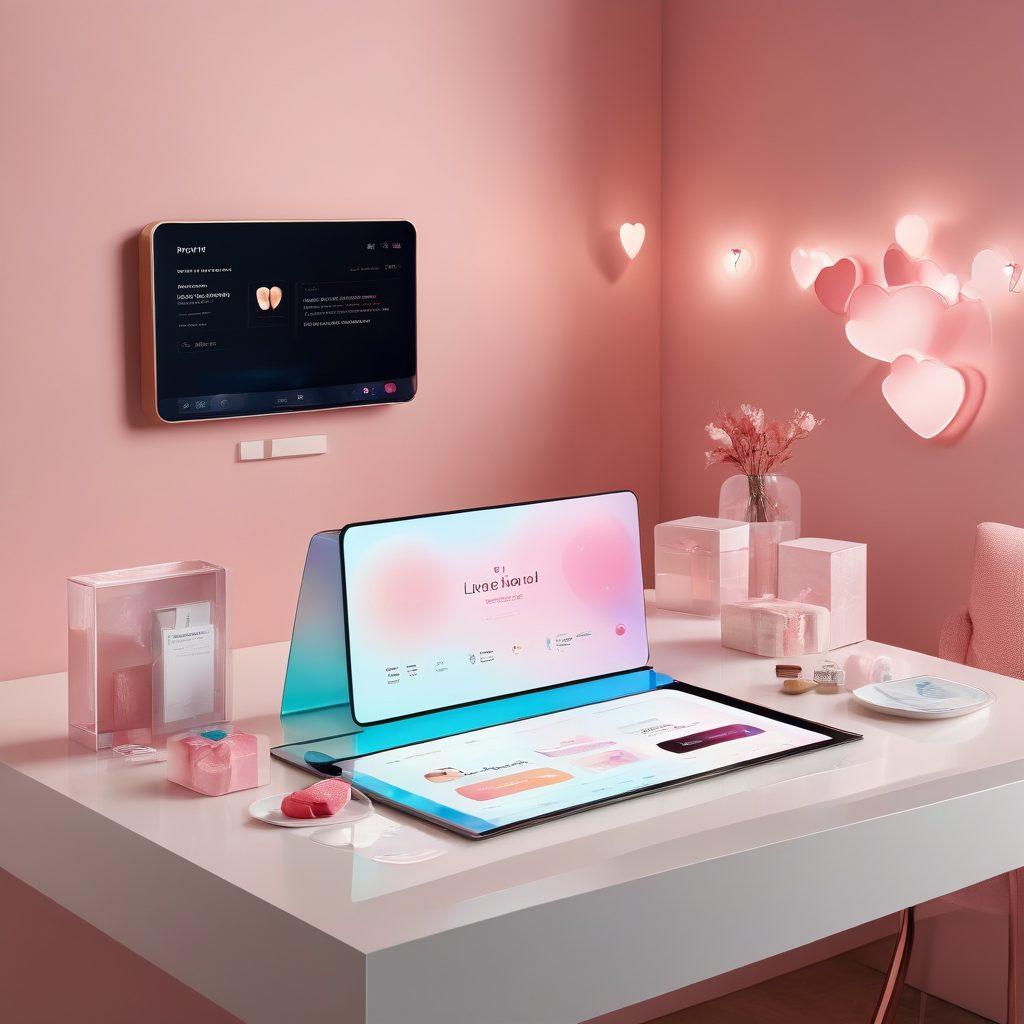 A sleek, modern digital interface displaying various premium subscription services, including luxury elements symbolizing sugar relationships, such as elegant gifts, fine dining setups, and personalized experiences. In the background, subtle hints of digital technology and connection, like holographic displays of data and heart-shaped icons, evoke feelings of intimacy and exclusivity. Soft, warm lighting to create an inviting atmosphere. super-realistic. vibrant colors. 3D.