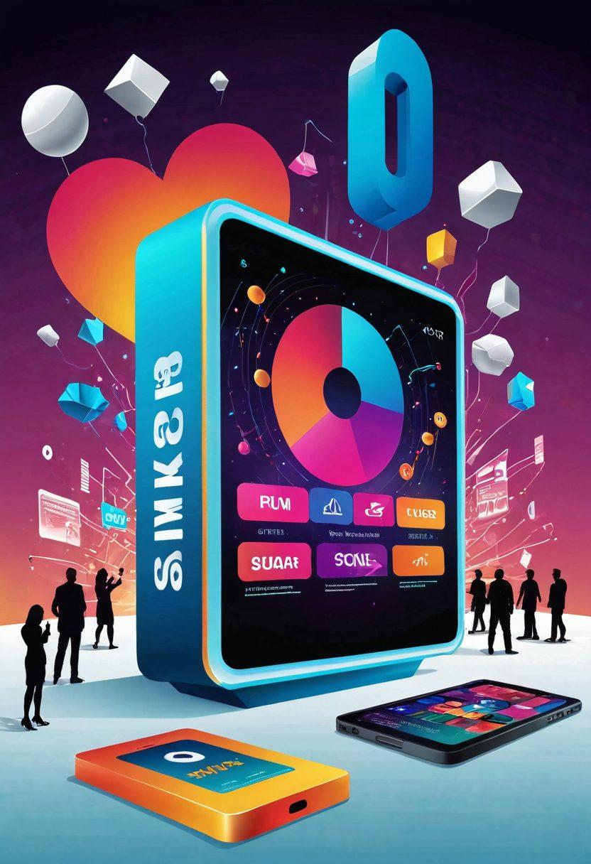 A futuristic digital landscape depicting the evolution of sugar dating entertainment, transitioning from classic pay-per-view style to vibrant live streaming interfaces. Incorporate elements like floating screens showcasing engaging live performances, cash symbols flying in the background, and a diverse crowd enjoying the experience. The scene should feel dynamic and playful, representing both glamour and modern technology. vector art. vibrant colors. white background.